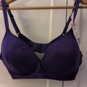 Hanes Deep Purple Wireless Comfort Bra
